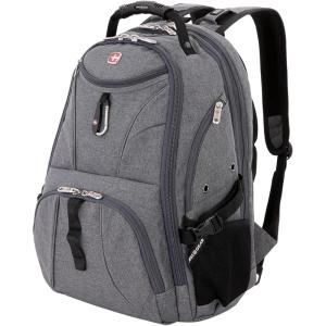 imageSwissGear 1900 ScanSmart 17 Laptop Backpack GreyBlack  Reflective Tech Backpack with ScanSmart Compartment  Multiple Organizer Pockets ampamp RFID Scan Blocking TechnologyHeather Grey