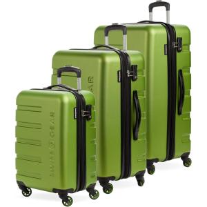imageSwissGear 7366 Hardside Expandable Luggage with Spinner Wheels Green CheckedLarge 27InchGreen