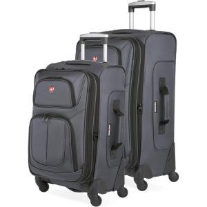 imageSwissGear Sion Softside Expandable Luggage Burgundy CheckedMedium 25InchDark Grey