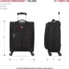 imageSwissGear 4010 Softside Luggage with Spinner Wheels Black CarryOn 18InchBlack
