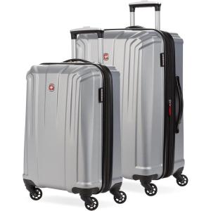 imageSwissGear 3750 Hardside Luggage with Spinner Wheels Silver CheckedMedium 23InchSilver