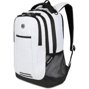 imageSwissGear 5505 Cecil 16 Laptop Backpack Black CanvasBrown  Daily Laptop Bag with Gear Attachment Options  Multiple Organizer Pockets ampamp Padded Shoulder StrapsWhite