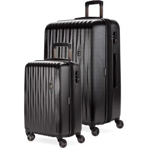 imageSwissGear 7272 Energie Expandable Hardside Luggage with Spinner Wheels and TSA Lock Gold CheckedLarge 27InchBlack