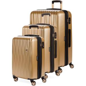 imageSwissGear 7272 Energie Expandable Hardside Luggage with Spinner Wheels and TSA Lock Gold CheckedLarge 27InchGold