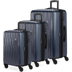 imageSwissGear 7272 Energie Expandable Hardside Luggage with Spinner Wheels and TSA Lock Gold CheckedLarge 27InchNavy