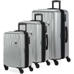 imageSwissGear 7272 Energie Expandable Hardside Luggage with Spinner Wheels and TSA Lock Gold CheckedLarge 27InchSilver