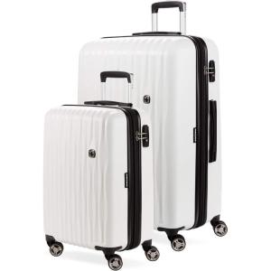 imageSwissGear 7272 Energie Expandable Hardside Luggage with Spinner Wheels and TSA Lock Gold CheckedLarge 27InchWhite