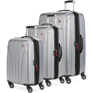imageSwissGear 7585 Hardside Expandable Luggage with Spinner Wheels Black CarryOn 19InchSilver
