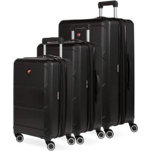 imageSwissGear 8090 Hardside Expandable Luggage with Spinner Wheels Black CheckedLarge 28InchBlack