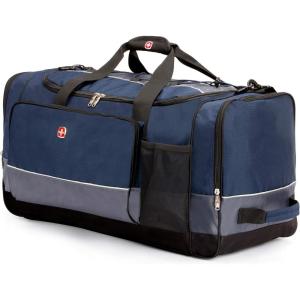 imageSwissGear Apex Duffle Bag for Travel and Gym with BungeeCord SystemBlueGrey