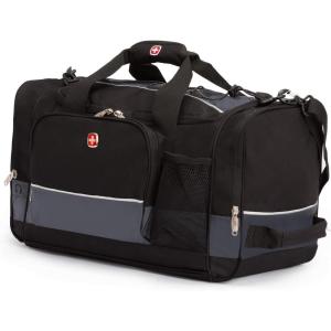imageSwissGear Apex Duffle Bag for Travel and Gym with BungeeCord SystemGreyBlack