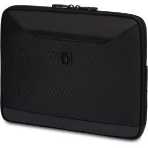 imageSwissGear Padded Zippered Laptop Sleeve MicroTwill Laptop Case with Zippered Front Compartment ampamp Fleece LiningBallistic Black