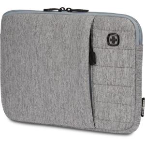 imageSwissGear Padded Zippered Laptop Sleeve MicroTwill Laptop Case with Zippered Front Compartment ampamp Fleece LiningLight Gray Heather