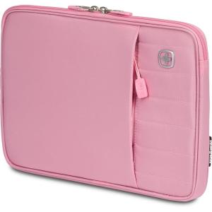 imageSwissGear Padded Zippered Laptop Sleeve MicroTwill Laptop Case with Zippered Front Compartment ampamp Fleece LiningRose