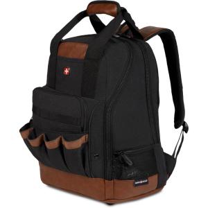 imageSwissGear Tool Bag Backpack Fits Up to 17Inch Laptop Work Pack PRO BlackBrown CanvasBlackBrown Canvas