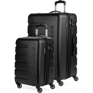 imageSwissGear 7366 Signature Hardside Expandable Luggage with Spinner Wheels TSA Lock CupHolder Chocolate 2Piece Set 1927Black
