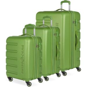 imageSwissGear 7366 Signature Hardside Expandable Luggage with Spinner Wheels TSA Lock CupHolder Chocolate 2Piece Set 1927Green