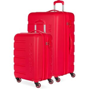 imageSwissGear 7366 Signature Hardside Expandable Luggage with Spinner Wheels TSA Lock CupHolder Chocolate 2Piece Set 1927Red