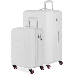 imageSwissGear 7366 Signature Hardside Expandable Luggage with Spinner Wheels TSA Lock CupHolder Chocolate 2Piece Set 1927White