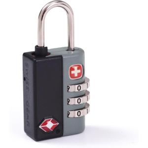 imageSwissGear TSAApproved Travel Sentry Combination Luggage Lock with Resettable Combo and Inspection Indicator Black One SizeBlack